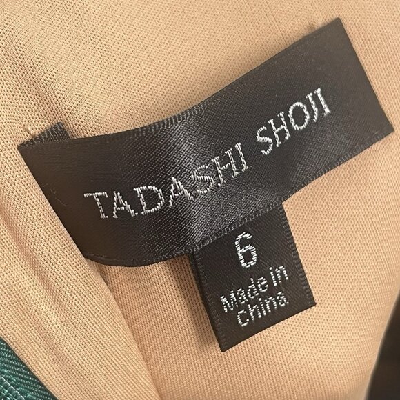 Tadashi Shoji Green Burnout Lace 3/4 Sleeves Sz 6 Cocktail - Picture 6 of 7